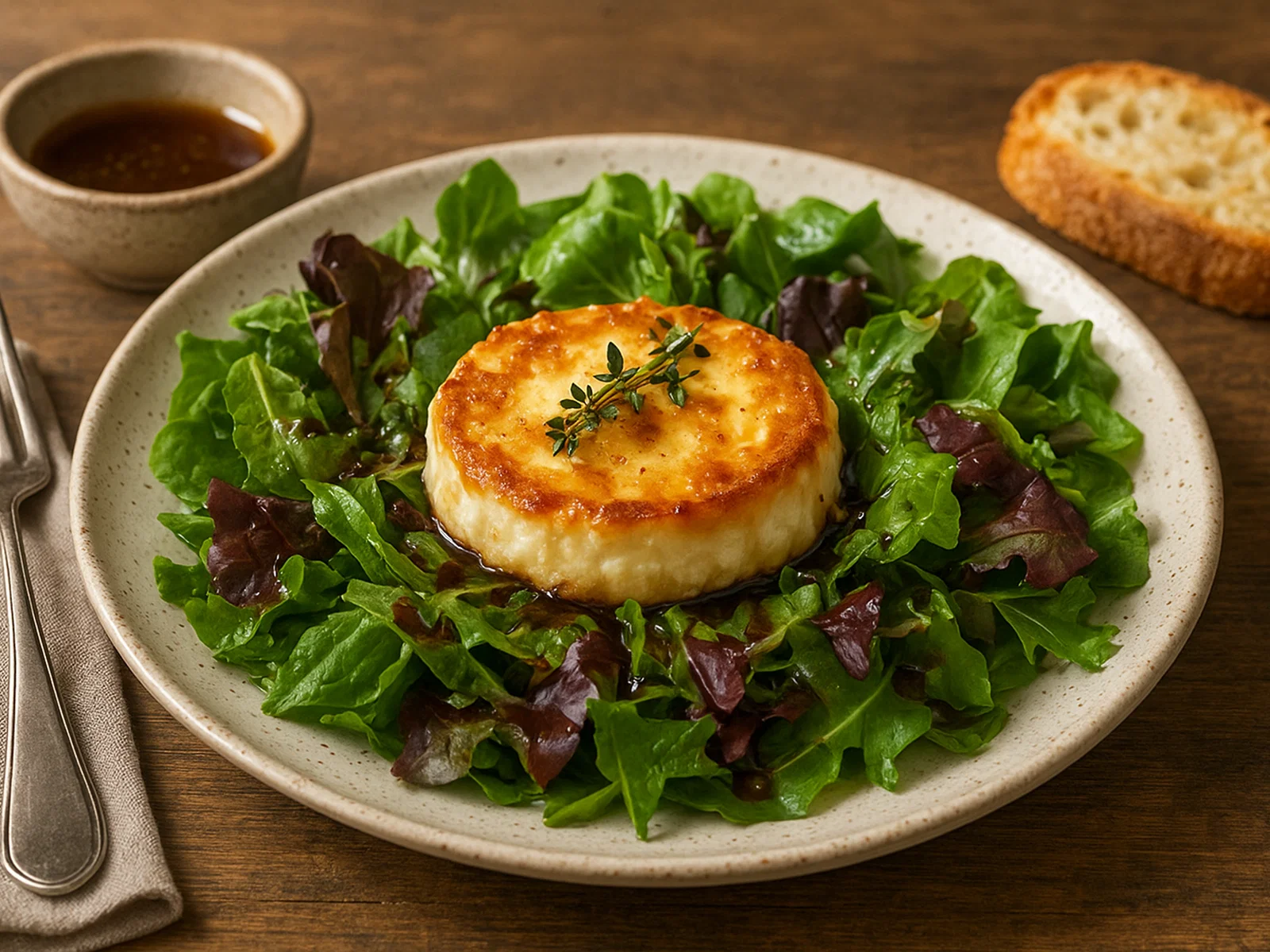 Gebackener Ziegenkäse-Salat mit Honig-Balsamico-Dressing