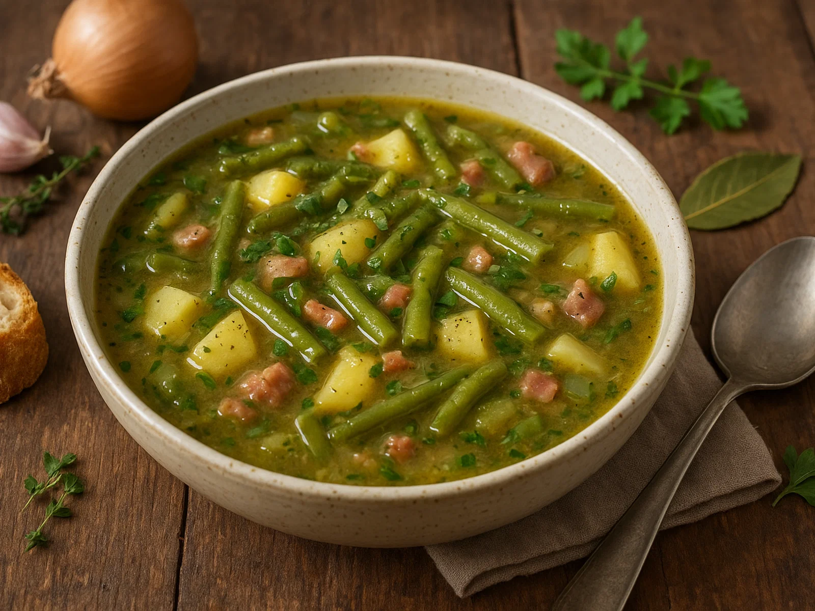 Bouneschlupp – Luxemburger Bohnensuppe mit Speck und Kartoffeln