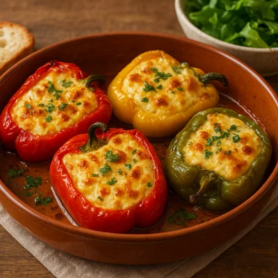 Speca me Mazë – Gefüllte Paprika mit Käse aus dem Ofen