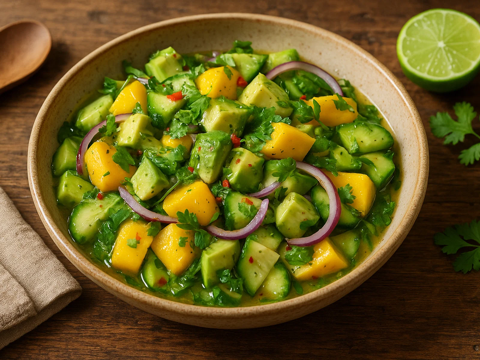 Mango-Avocado-Salat mit Limetten-Dressing