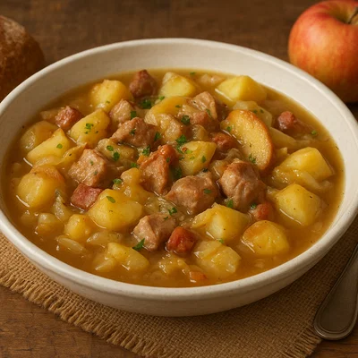 Pfälzer Schnitz und Drunder (Kartoffel-Apfel-Eintopf mit Schweinefleisch)
