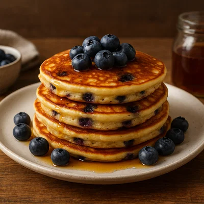 Fluffige Blaubeer-Pancakes mit Ahornsirup