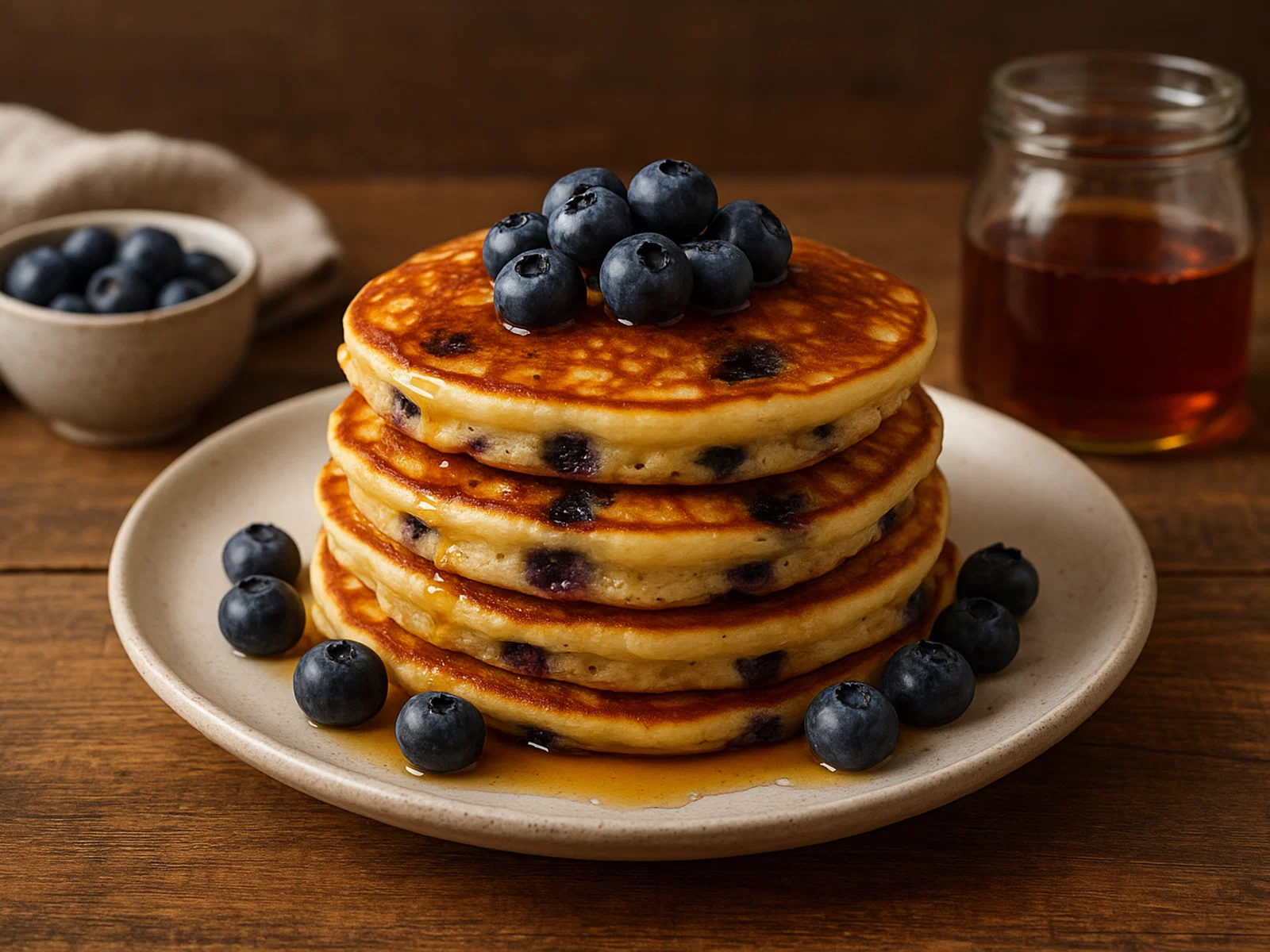 Fluffige Blaubeer-Pancakes mit Ahornsirup