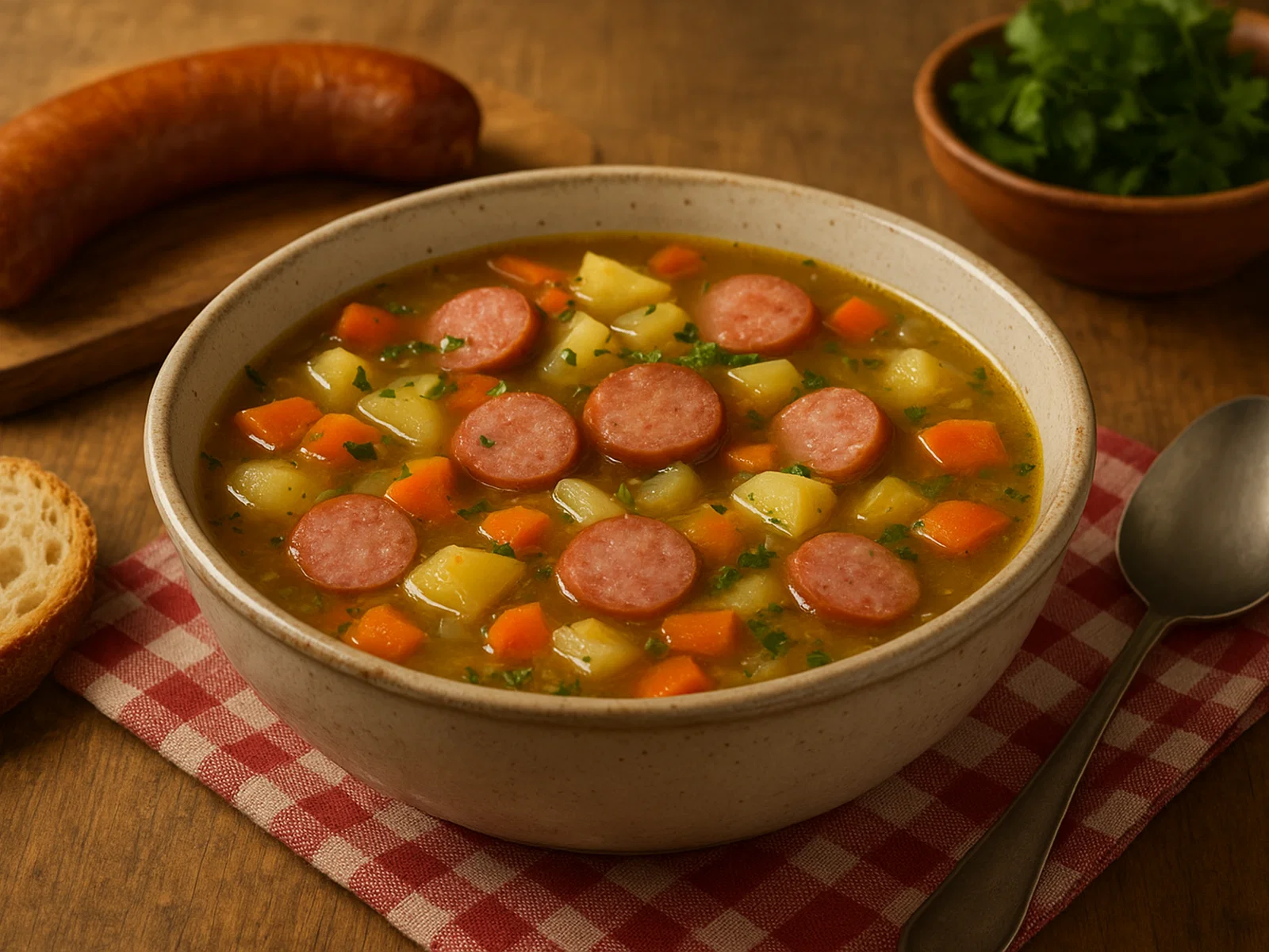 Deftige deutsche Wurstsuppe