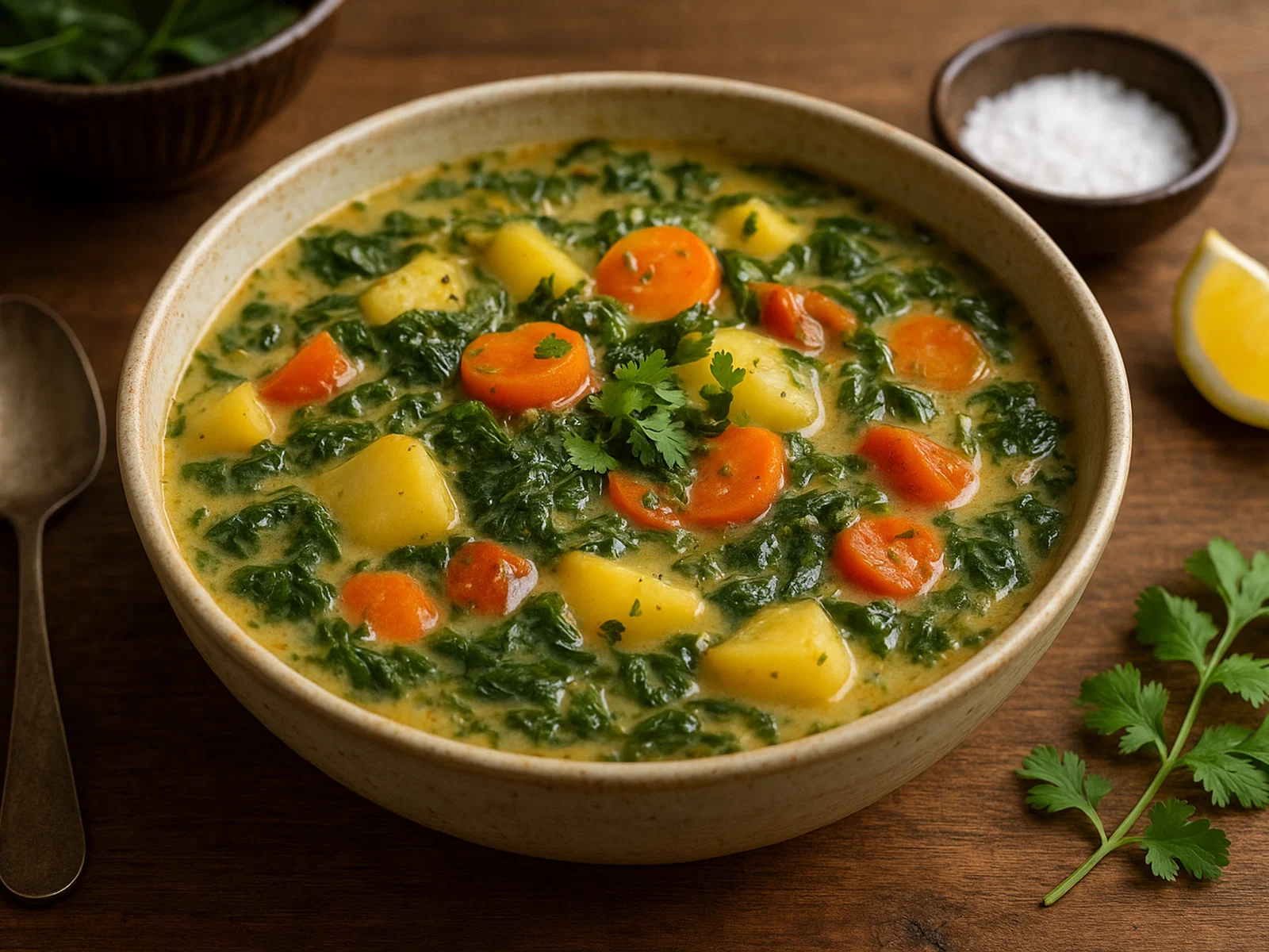 Herzhafter Moringa-Blätter-Eintopf mit Gemüse