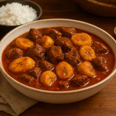 Ndizi Nyama – Ostafrikanischer Rindfleisch-Bananen-Eintopf