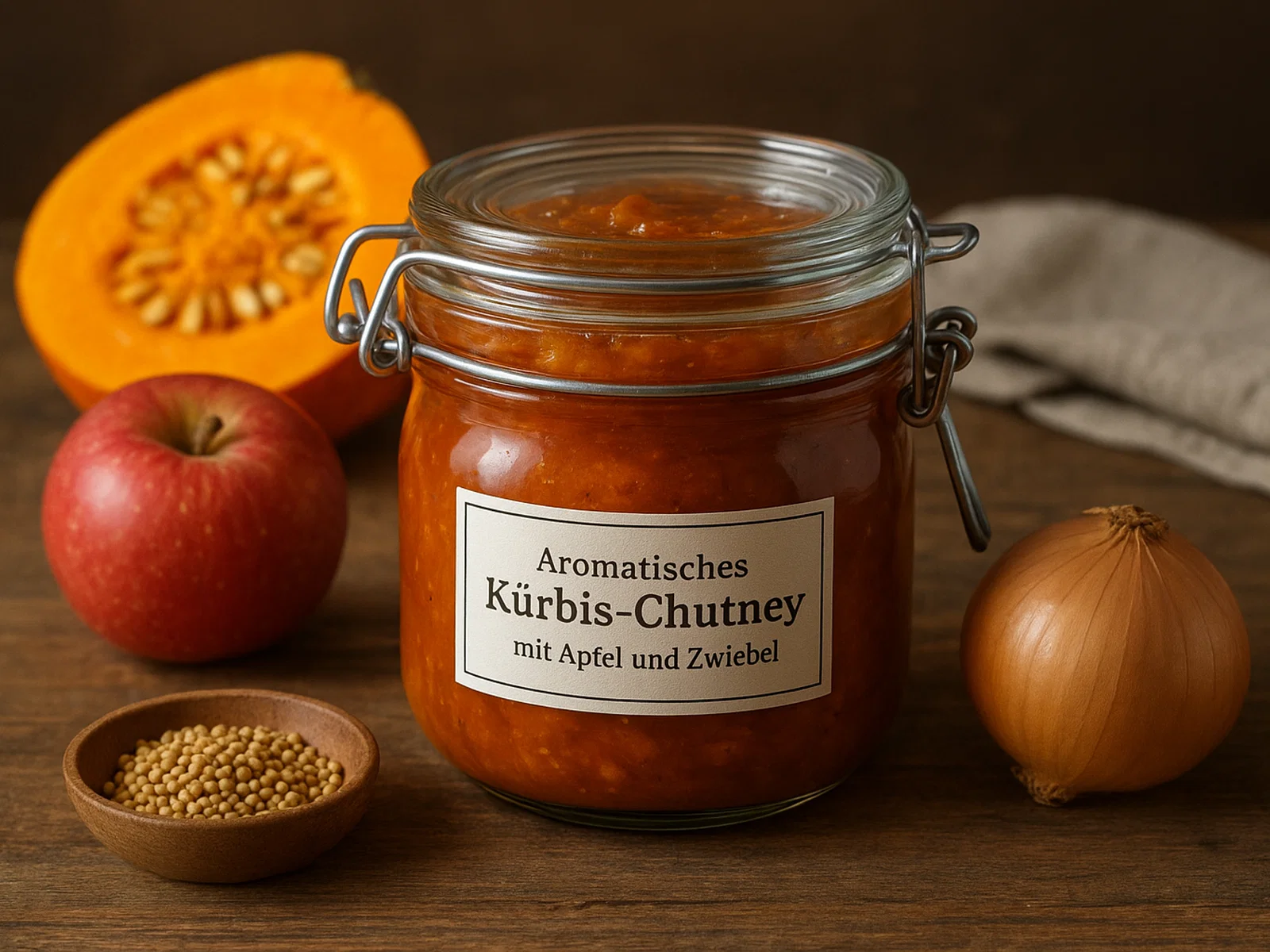 Aromatisches Kürbis-Chutney mit Apfel und Zwiebel