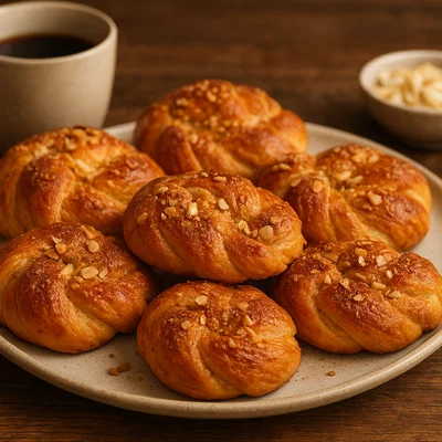 Zartes Hefegebäck mit Mandeln, Vanille und Zimt