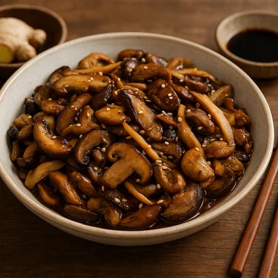 Asia-Pilzpfanne mit Ingwer und Sojasauce