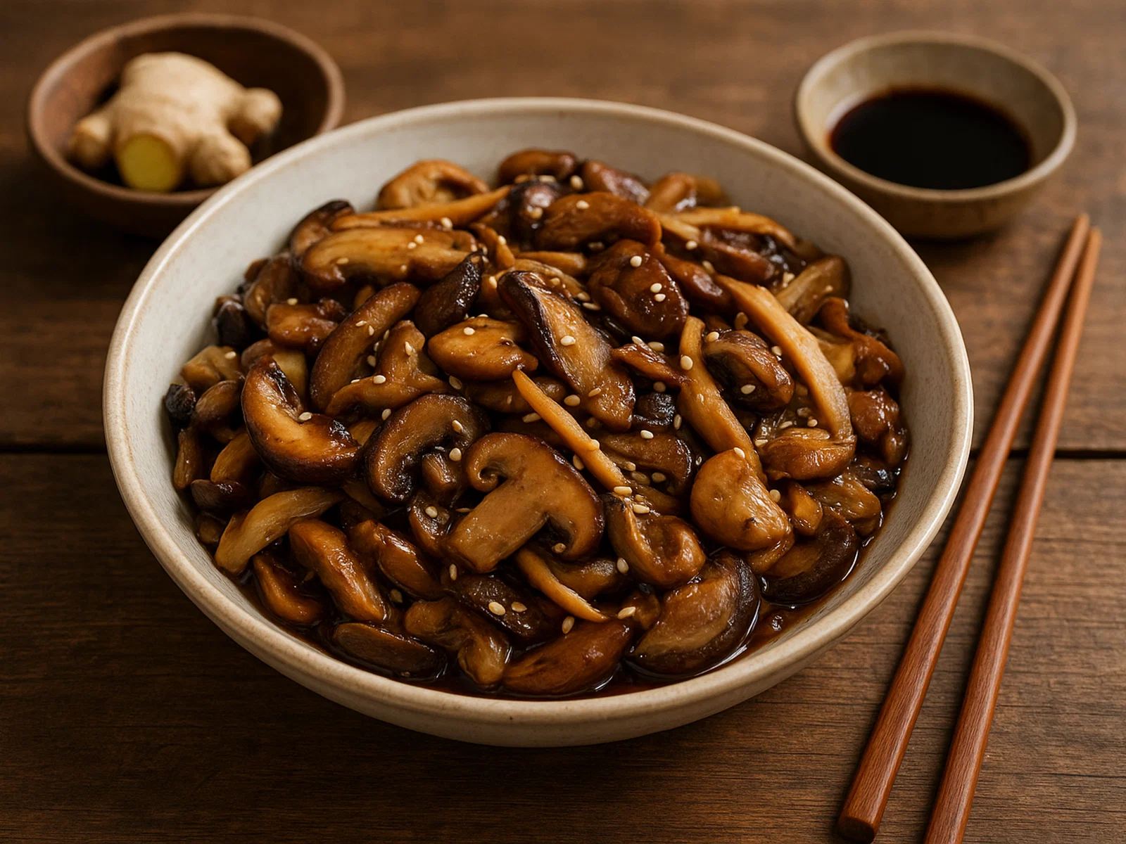 Asia-Pilzpfanne mit Ingwer und Sojasauce