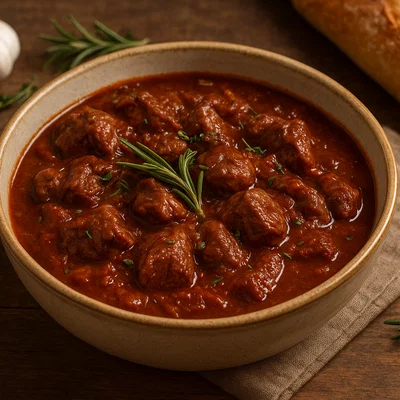 Lammragout mit Rotwein und Rosmarin
