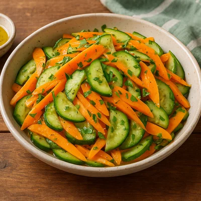 Erfrischender Karotten-Gurken-Salat mit Essig-Öl-Marinade