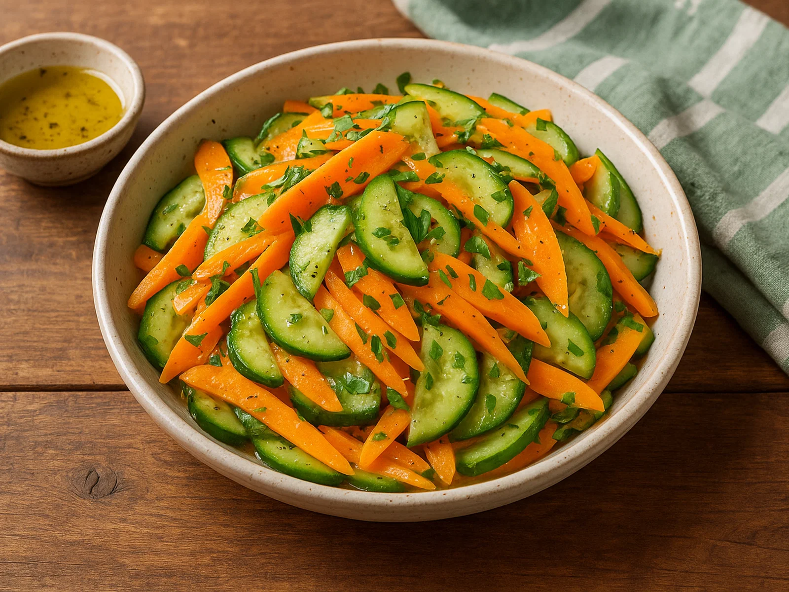 Erfrischender Karotten-Gurken-Salat mit Essig-Öl-Marinade