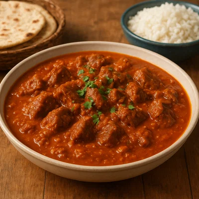Bunyoros – geschmortes Rindfleisch in würziger Tomaten-Erdnuss-Sauce