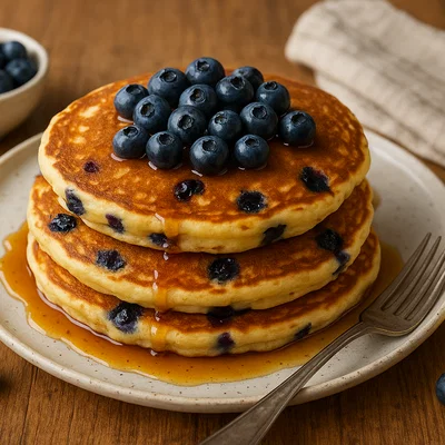 Blaubeerpfannkuchen mit Ahornsirup
