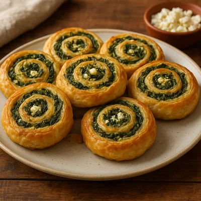 Blätterteig-Schnecken mit Spinat und Feta