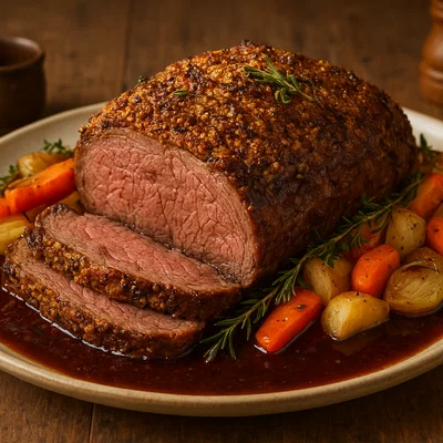 Herzhafter Rinderbraten mit knuspriger Senfkruste