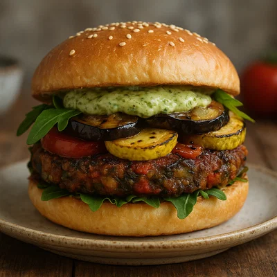 Ratatouille-Burger mit Pesto-Mayo