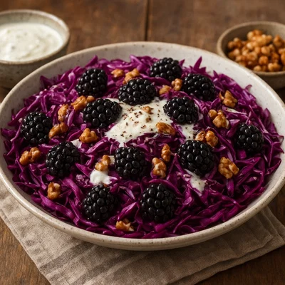 Brombeer-Rotkohlsalat mit cremigem Ziegenkäse-Dressing
