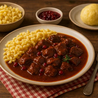 Wildschweinragout mit Preiselbeeren