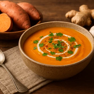 Würzige Süßkartoffel-Suppe mit Kokosmilch