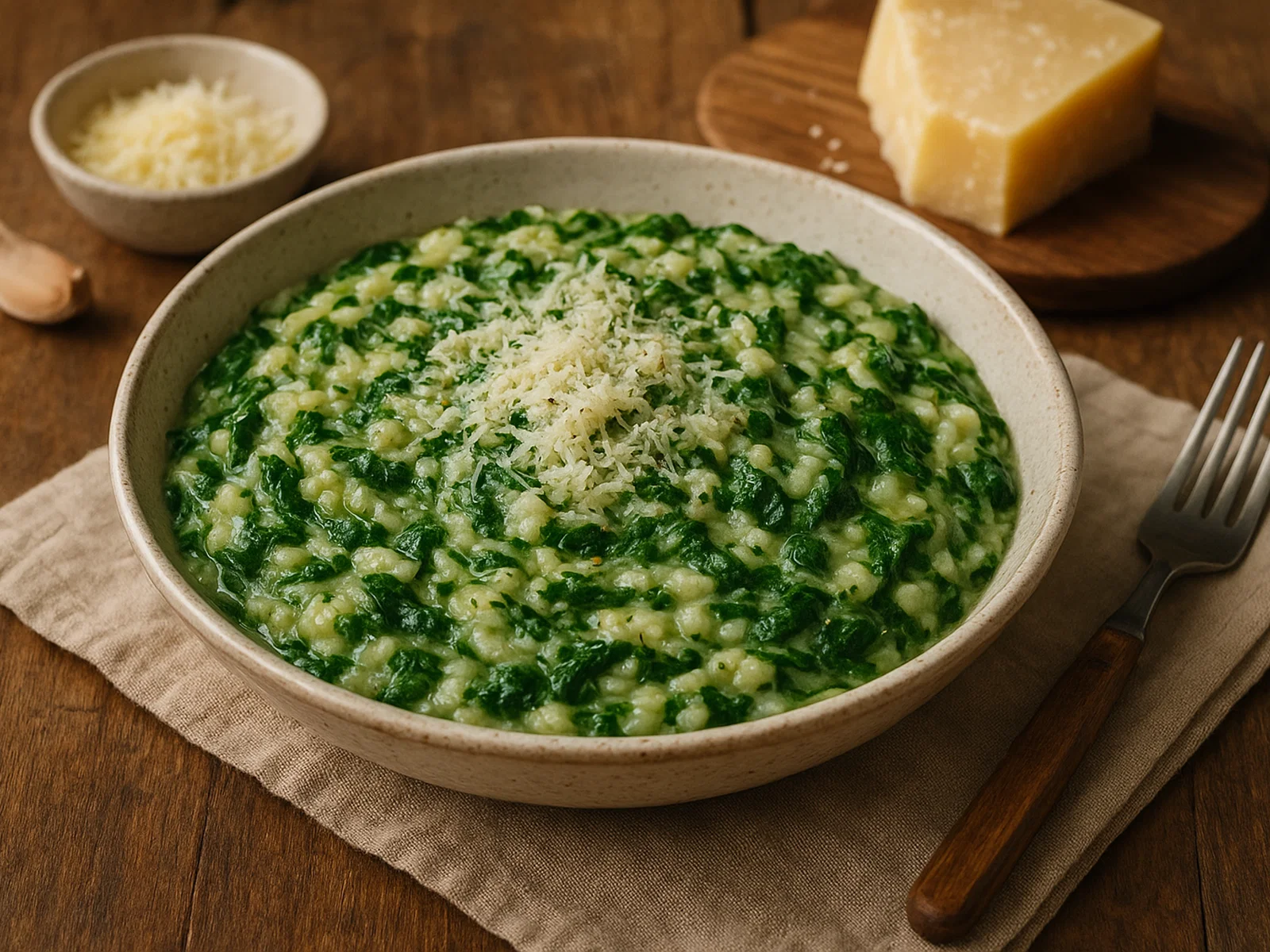 Cremiges Spinat-Risotto mit Parmesan