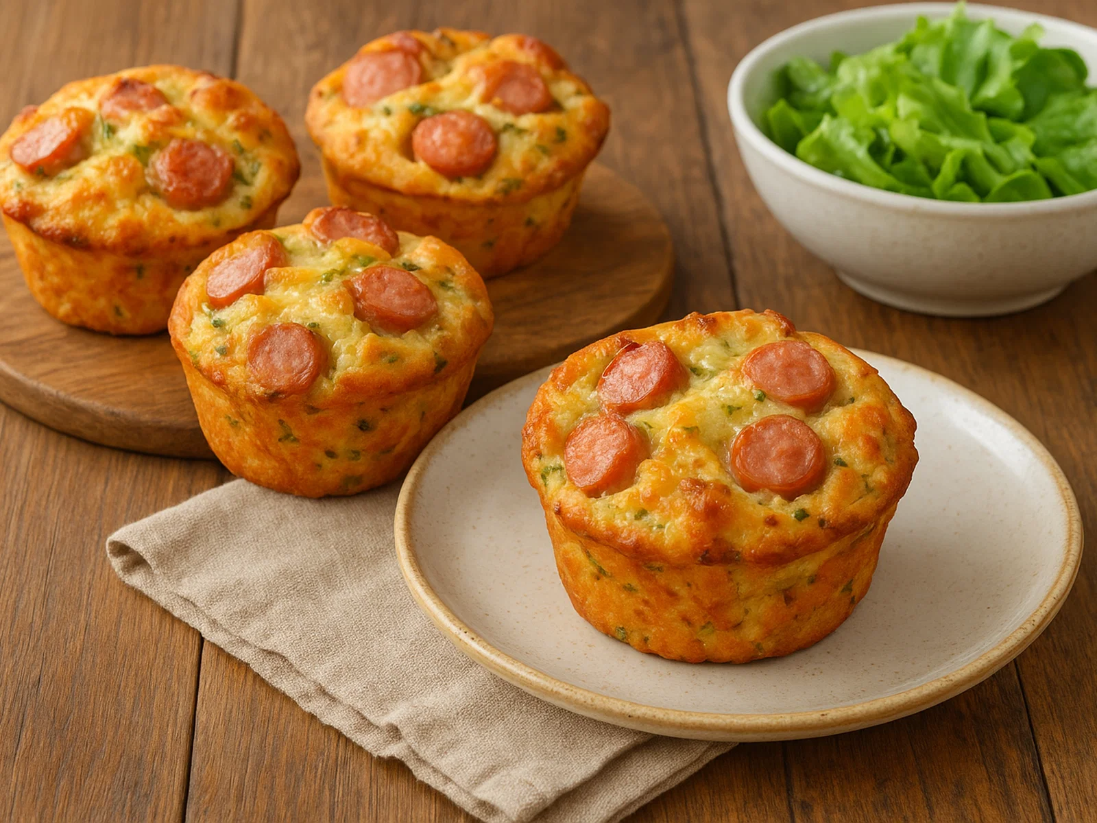 Herzhafte Bockwurst-Muffins mit Käse