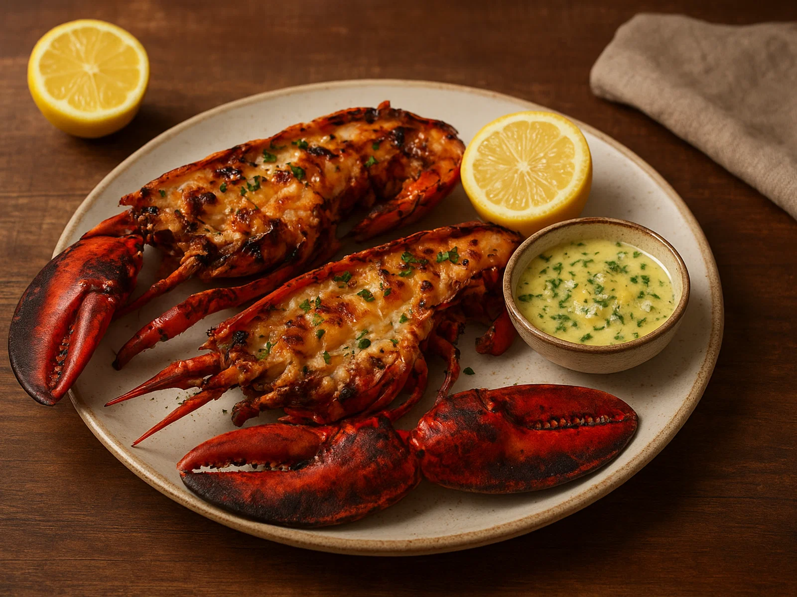 Gegrillter Hummer mit Zitronen-Knoblauch-Butter