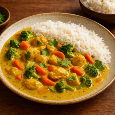 Cremiges Kokosnuss-Curry mit Hähnchen und Gemüse