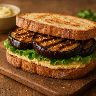 Auberginen-Sandwich mit Hummus