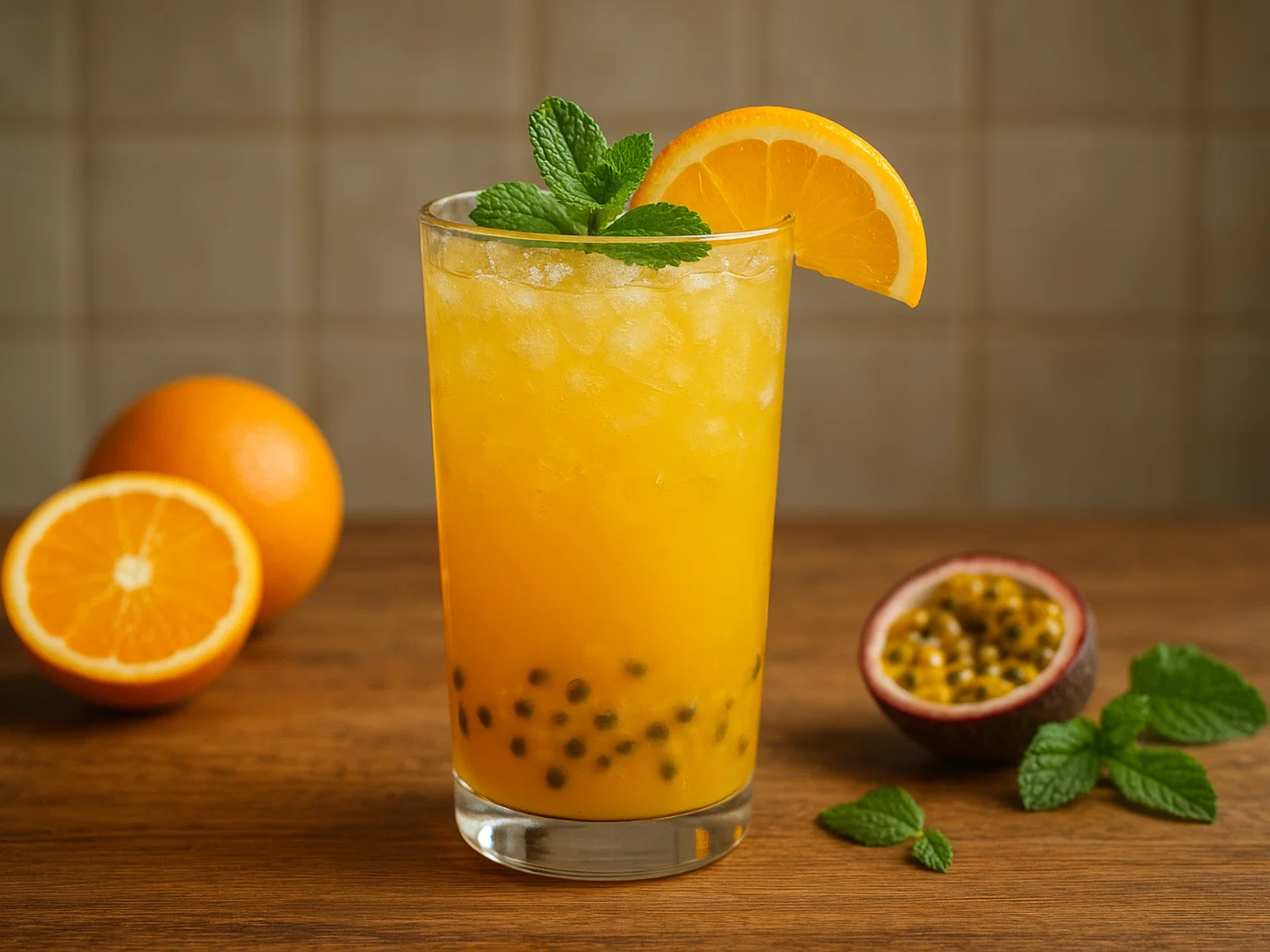 Orangen-Passionsfrucht-Cooler