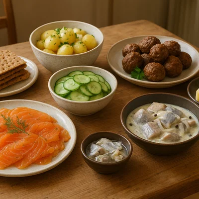 Schwedisches Smörgåsbord (kleines Buffet für zuhause)