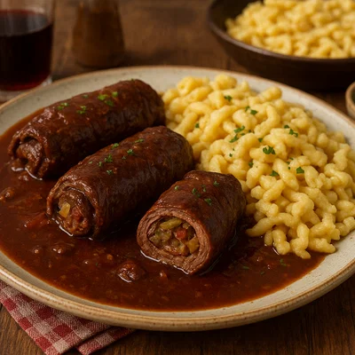 Klassische Rinderrouladen mit hausgemachten Spätzle