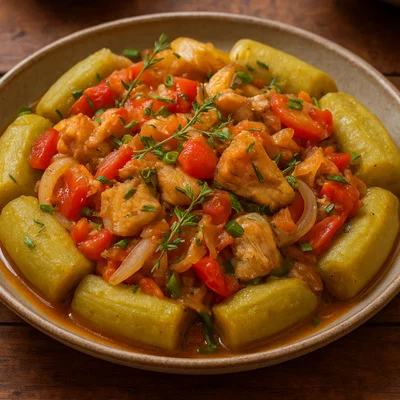 Grüne Feigen und Salzfisch (Karibischer Klassiker)