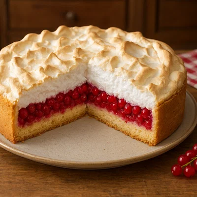 Johannisbeer-Baiser-Torte mit knusprigem Mürbeteigboden