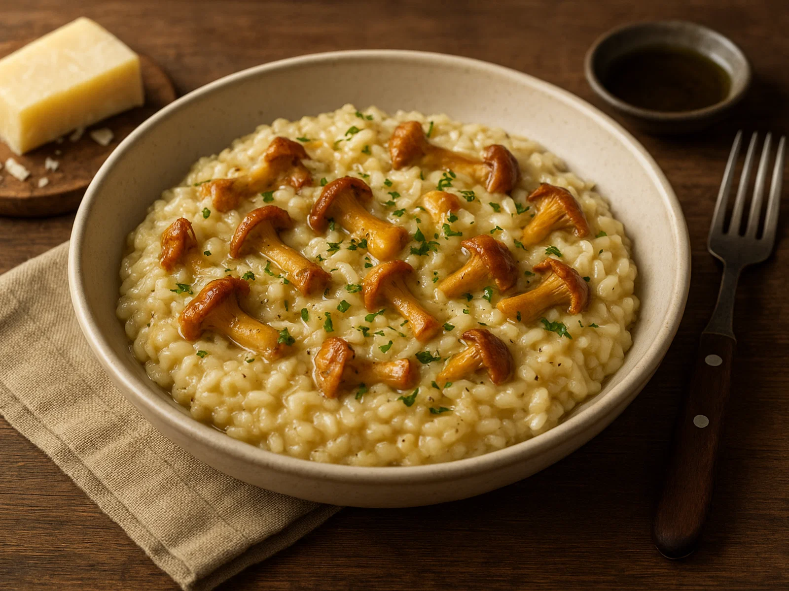 Pfifferling-Risotto mit Trüffelöl