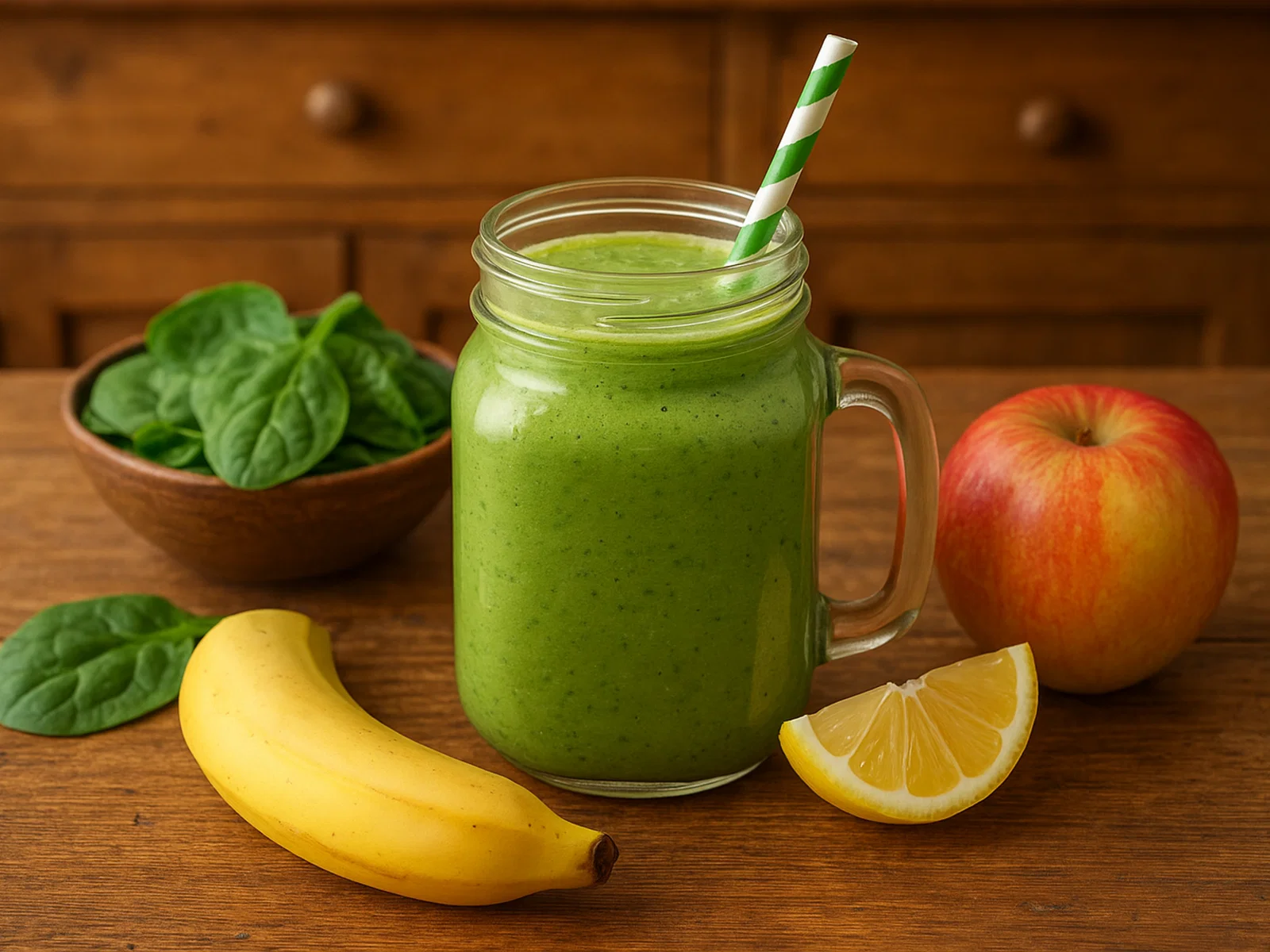 Erfrischender Spinat-Smoothie mit Banane und Apfel