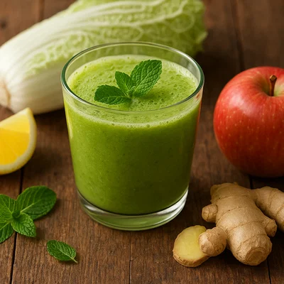 Chinakohl-Smoothie mit Apfel, Ingwer und Minze