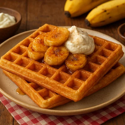 Kat-kat Banane – Knusprige Waffeln mit Vanille und karamellisierten Bananen