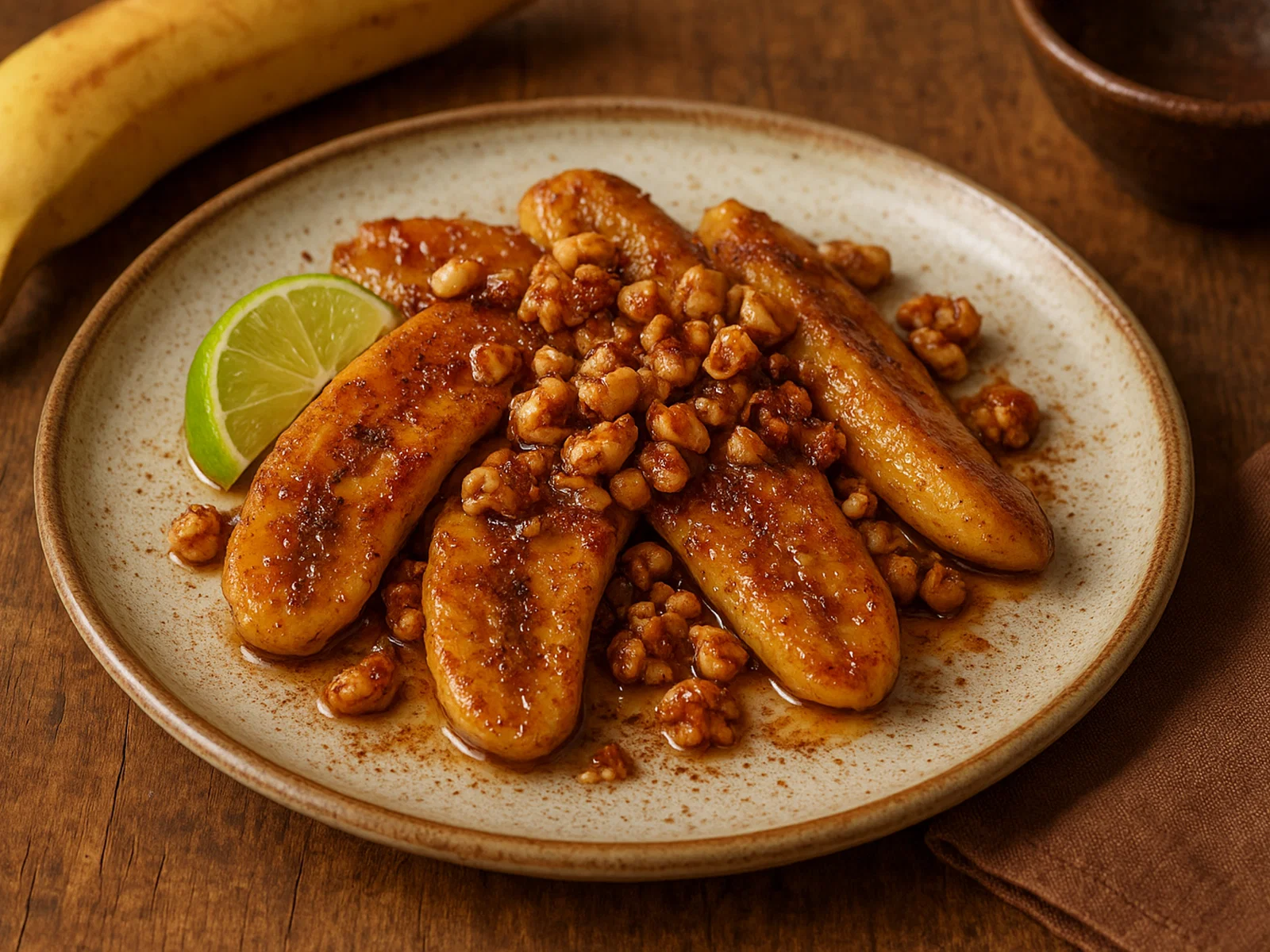 Tulolo Bananen mit karamellisierten Nüssen