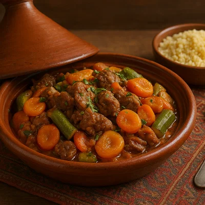 Marokkanische Tajine mit Lamm, Gemüse und Aprikosen