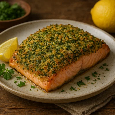Gebackener Lachs mit Kräuterkruste