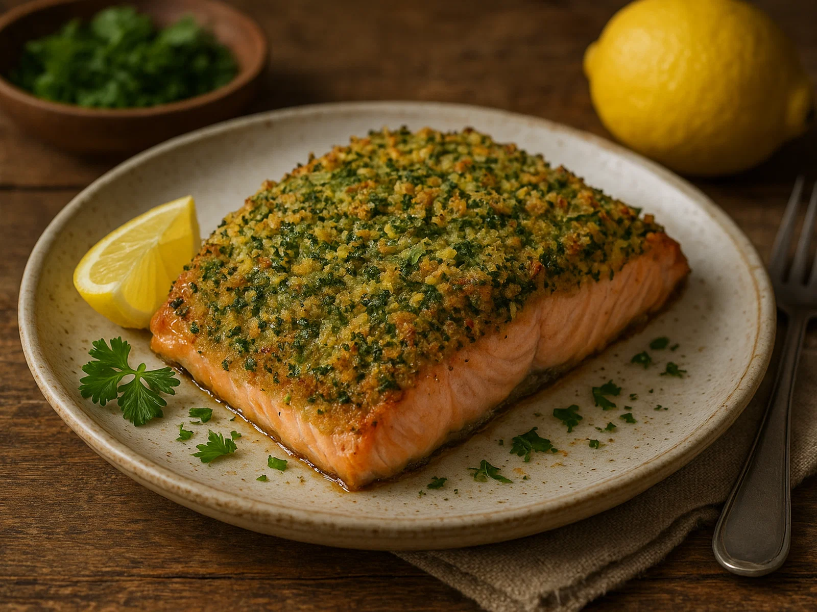 Gebackener Lachs mit Kräuterkruste