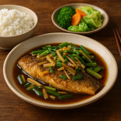 Taiwanesischer Fisch mit Ingwer und Frühlingszwiebeln