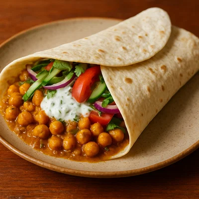 Indischer Curry-Kichererbsen-Wrap