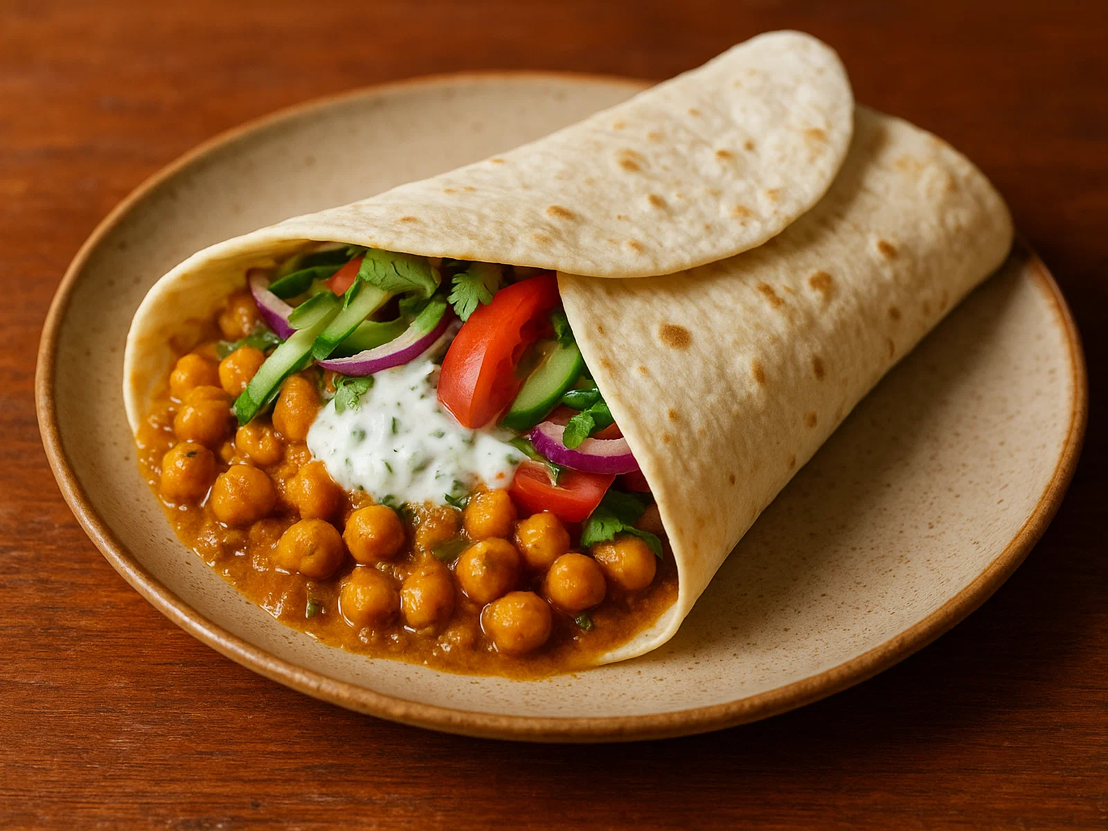Indischer Curry-Kichererbsen-Wrap