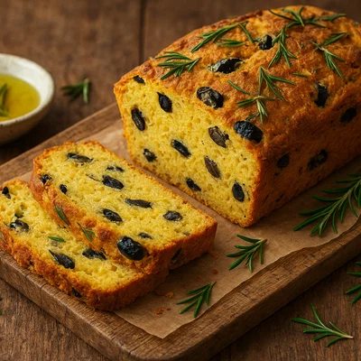 Polenta-Brot mit Oliven und Rosmarin