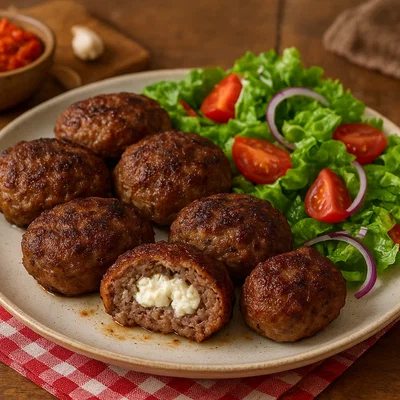 Gefüllte albanische Qofte të Fërguara mit Feta