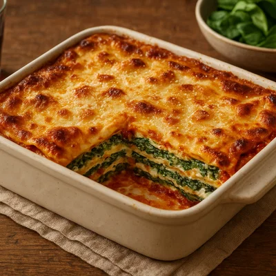 Spinat-Lasagne mit Ricotta und Parmesan
