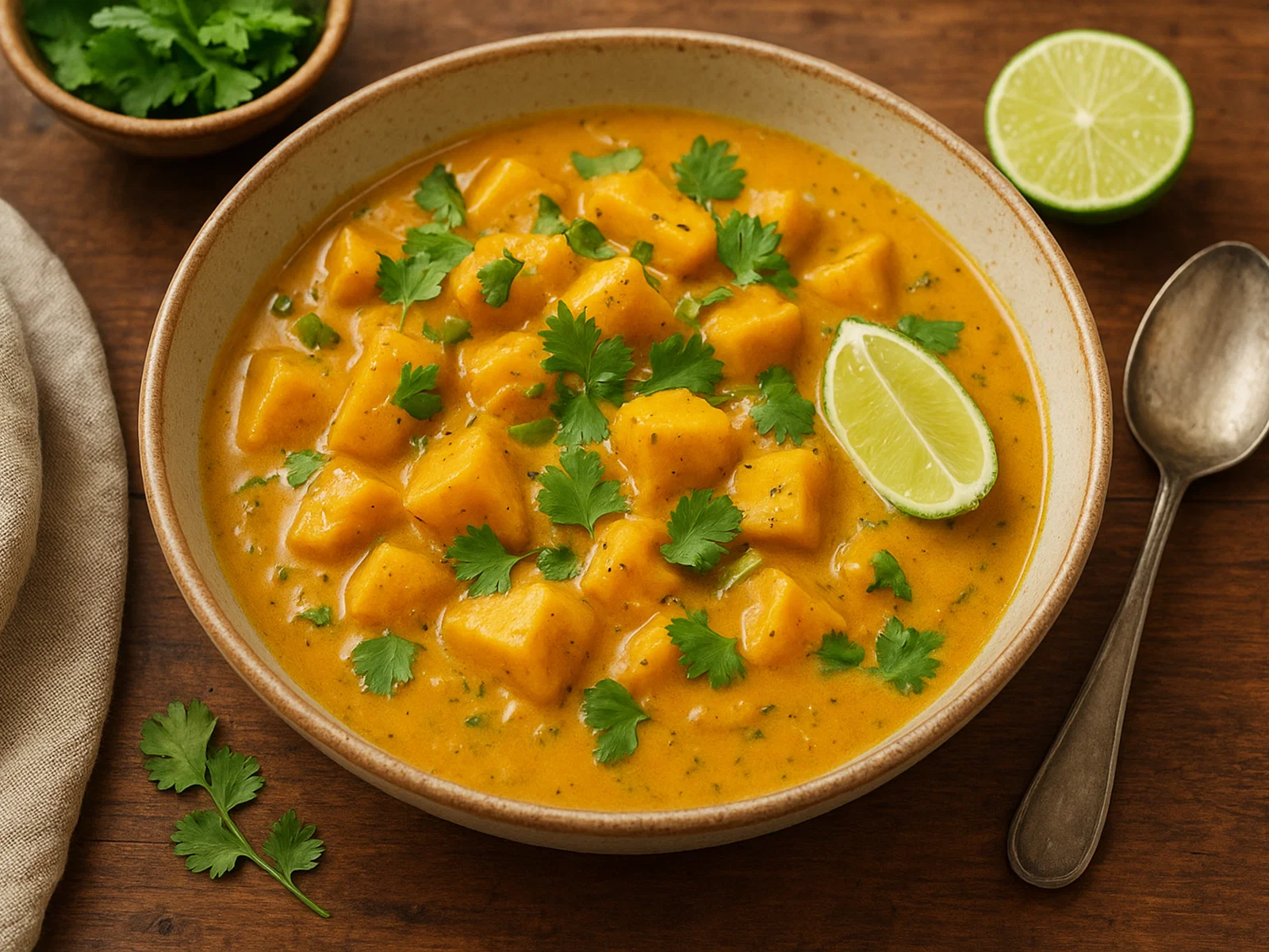 Pastinaken-Kokos-Curry mit Limette und Koriander